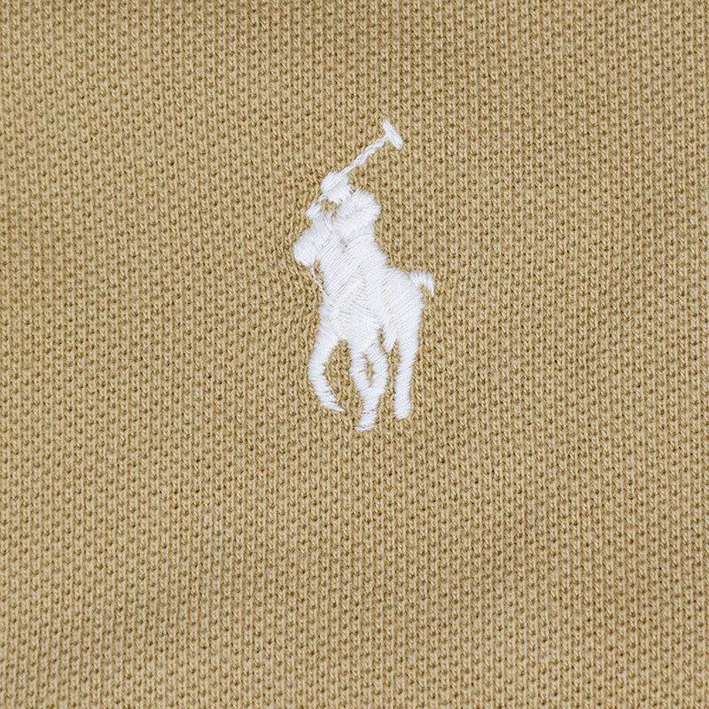 Ralph Lauren Polo Custom Slim Fit Mesh Polo Shirt Tan/Cream