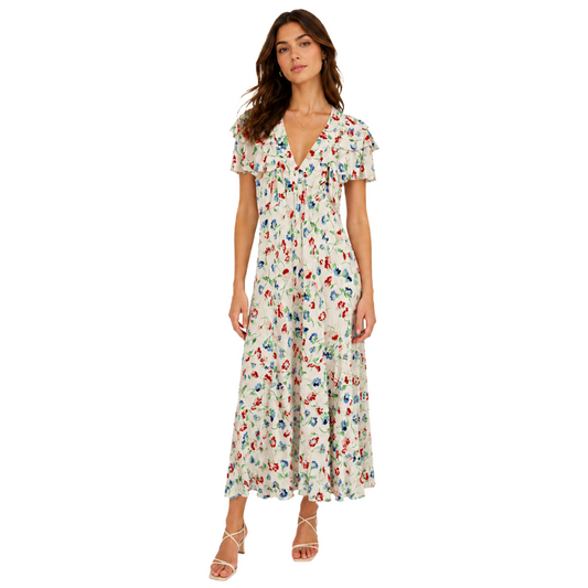 Ralph Lauren Polo Floral Silk Crepe Dress 1684 Vintage Daisy Women's