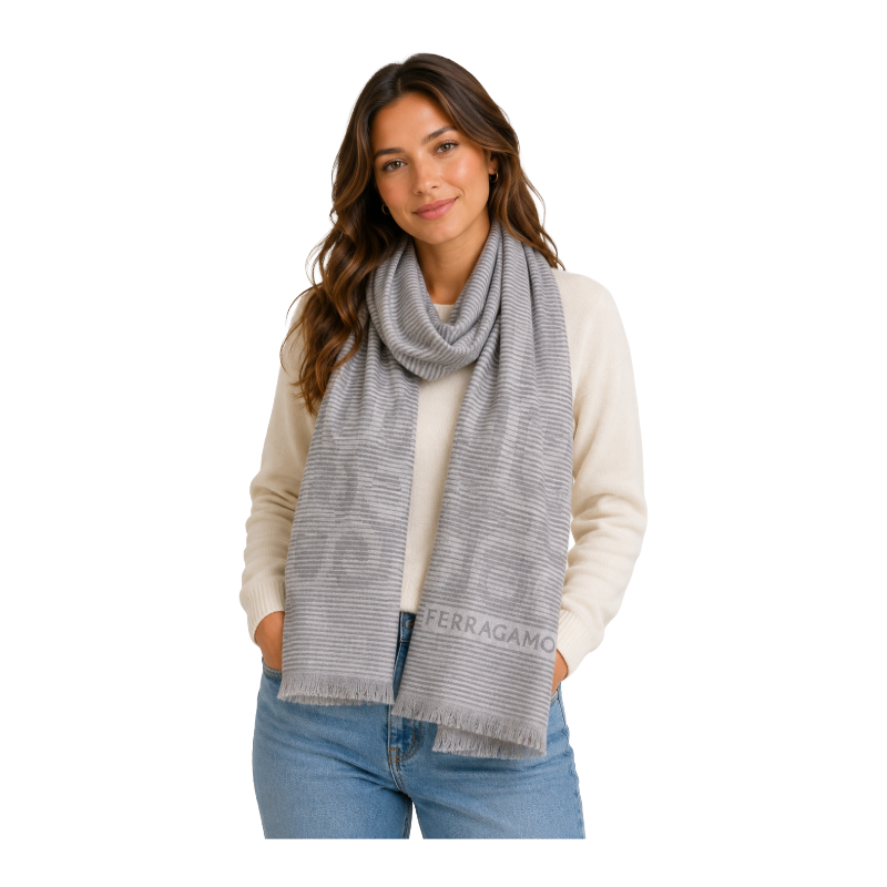 Salvatore Ferragamo St Tucson Scarf Grey