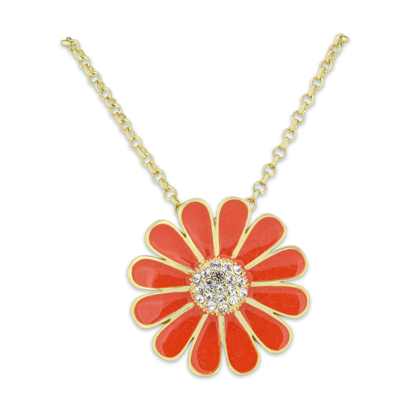 Khloelle Orange Daisy Necklace LC0070860