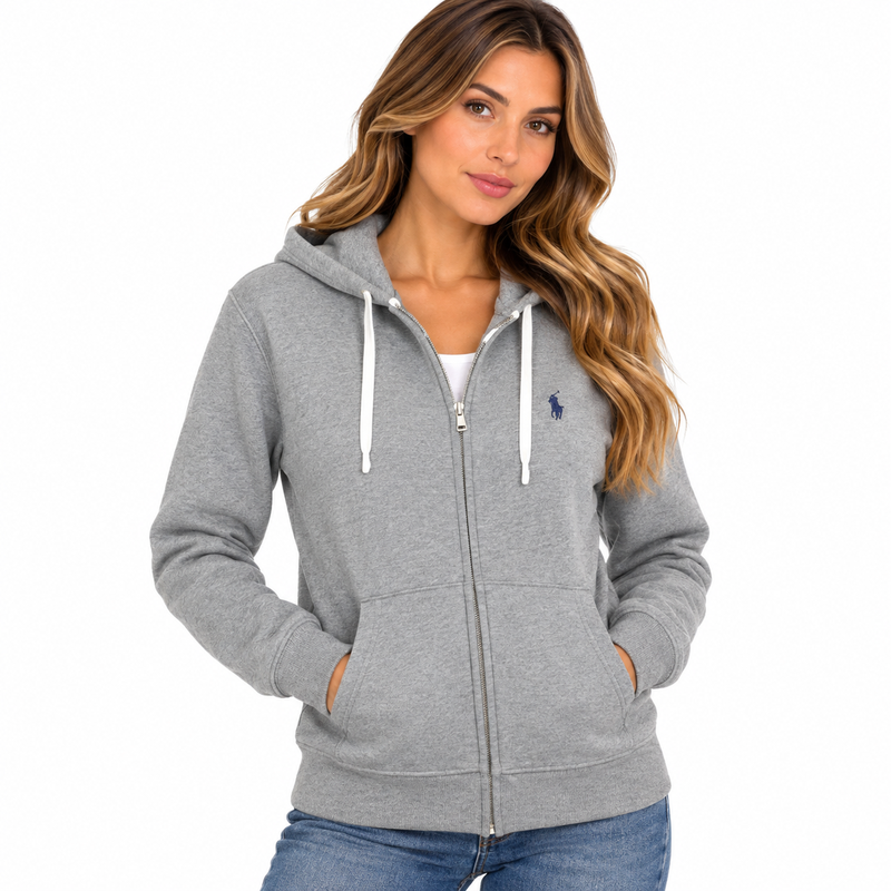 Ralph Lauren Polo Fleece Full Zip Sweatshirt Women's Hoodie Grey Heather