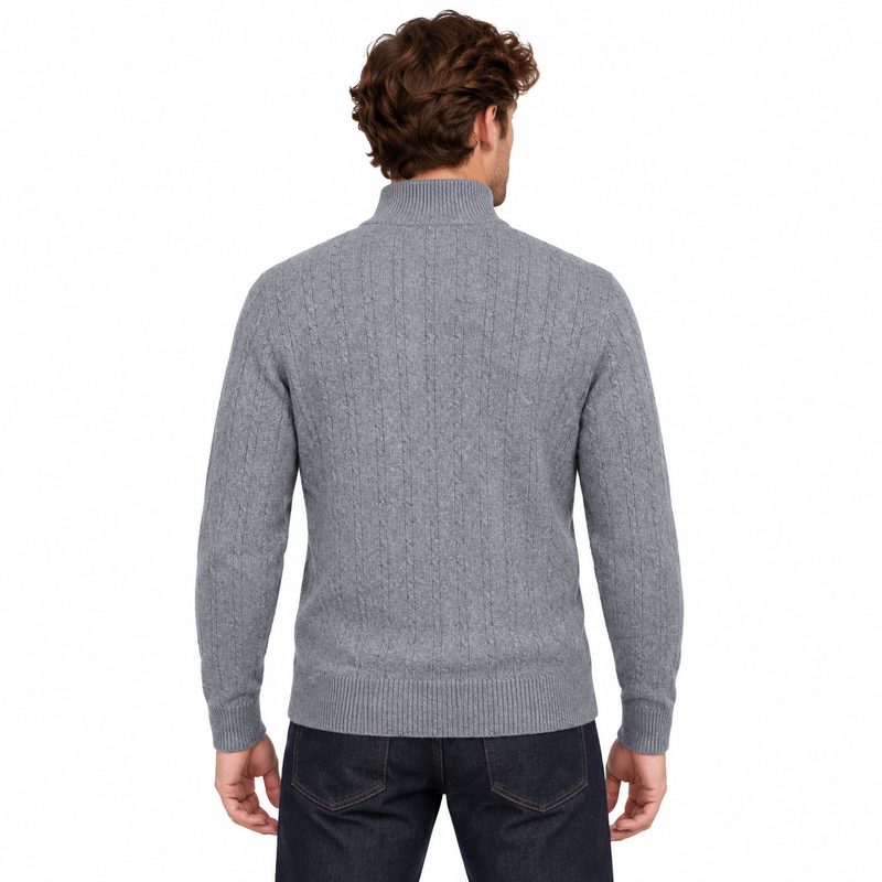 Ralph Lauren Polo Half Zip Cable Knit Jumper Grey Men's
