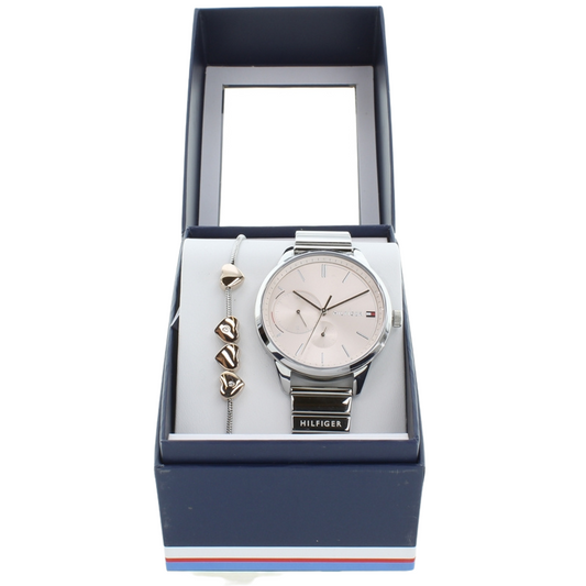 Silver watch sales and bracelet set