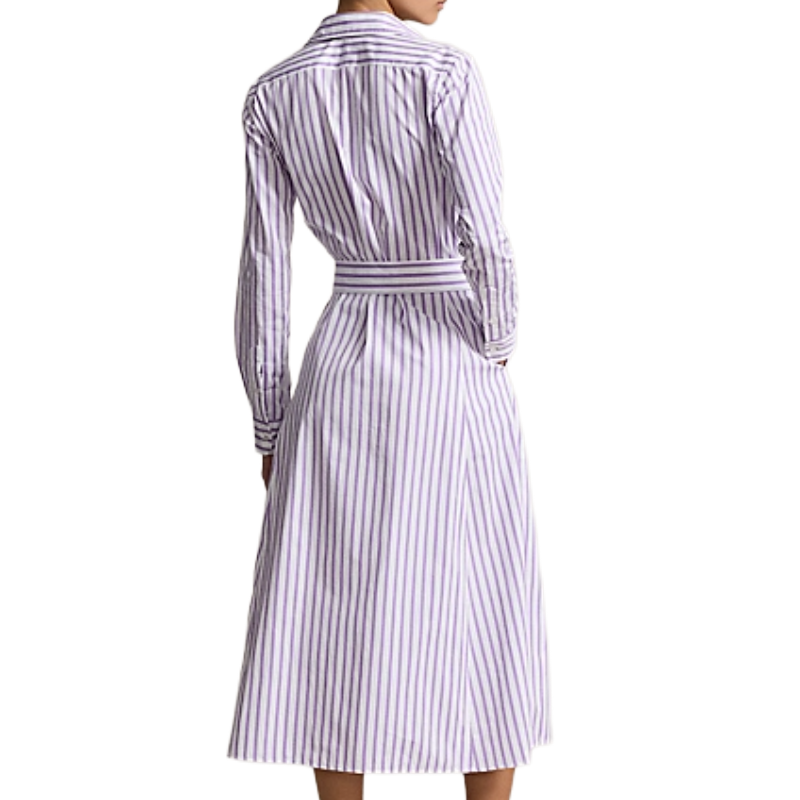 Ralph Lauren Polo Women's Purple/White Striped Shirt Dress