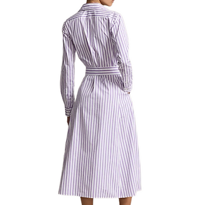 Ralph Lauren Polo Women's Purple/White Striped Shirt Dress