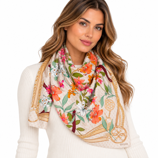 Guess Womens Scarf Cream Floral AW5346POL03