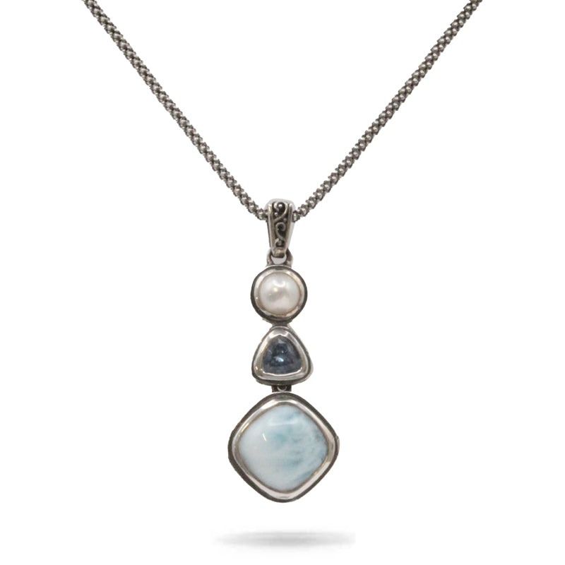 Marahlago Azure Necklace Larimar Silver Blue