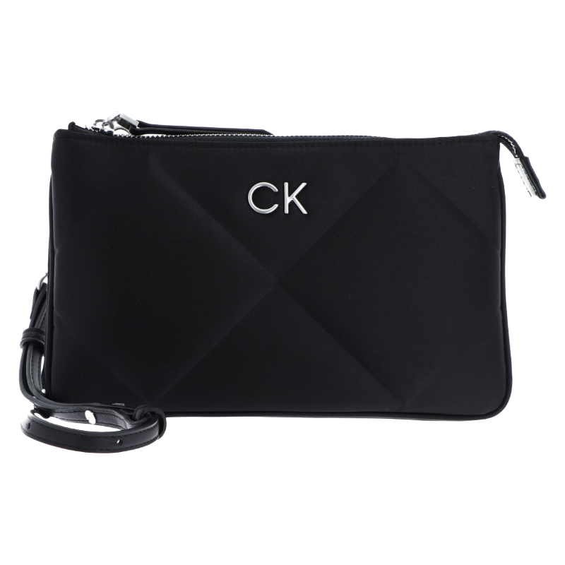 Calvin Klein Re-Lock Quilt Black Satin Crossbody Bag