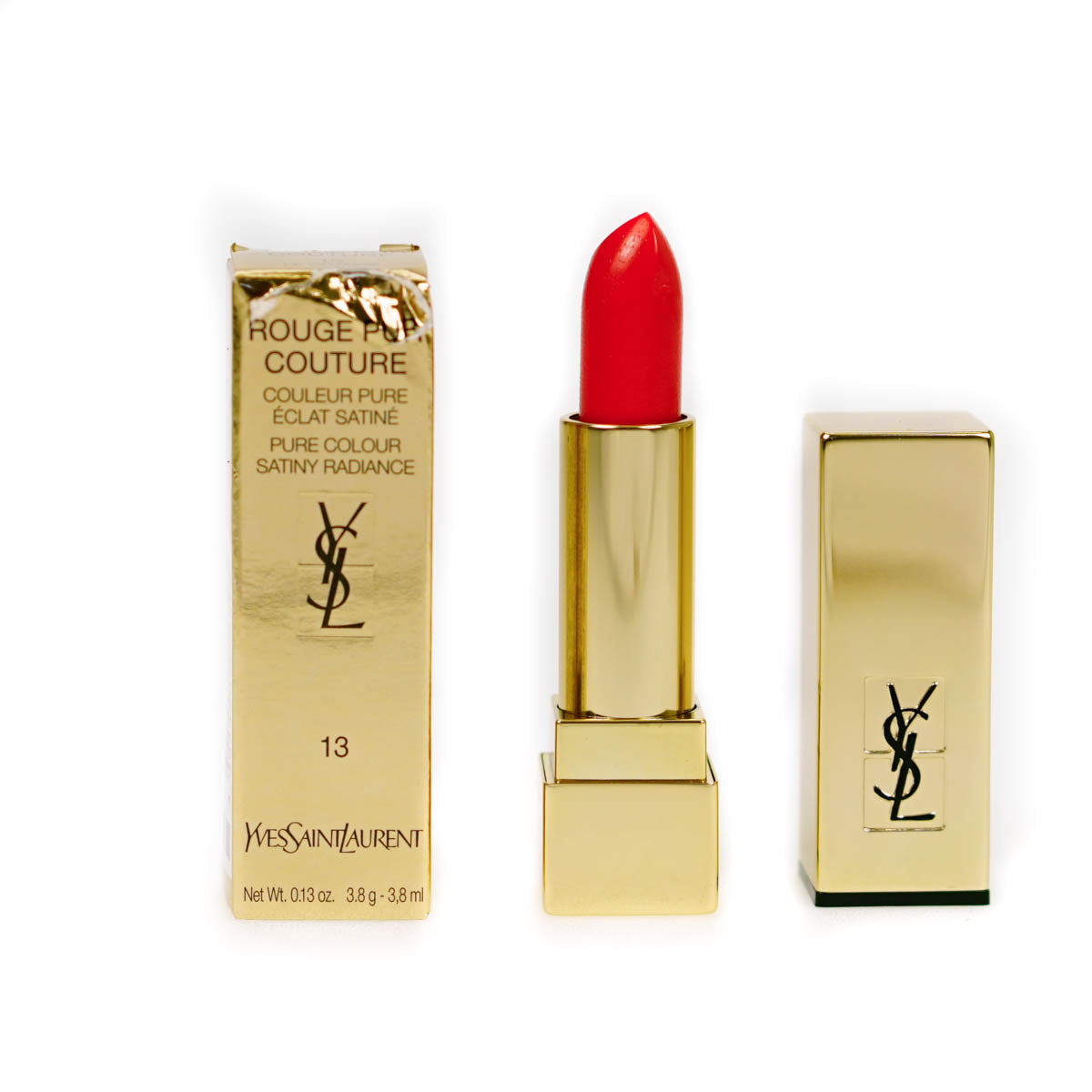 YSL Rouge Pur Couture Pure Colour Satiny Radiance Red Lipstick 13 Le Orange