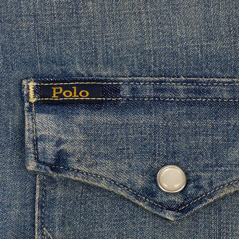 Ralph Lauren Polo Icon Slub Denim Western Shirt Blue 