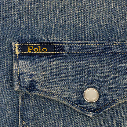 Ralph Lauren Polo Icon Slub Denim Western Shirt Blue 