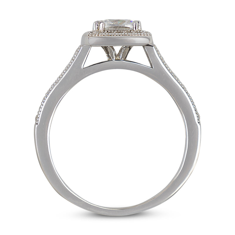 Olivia 925 Sterling Silver Square Micro Pave Ring - Size 8