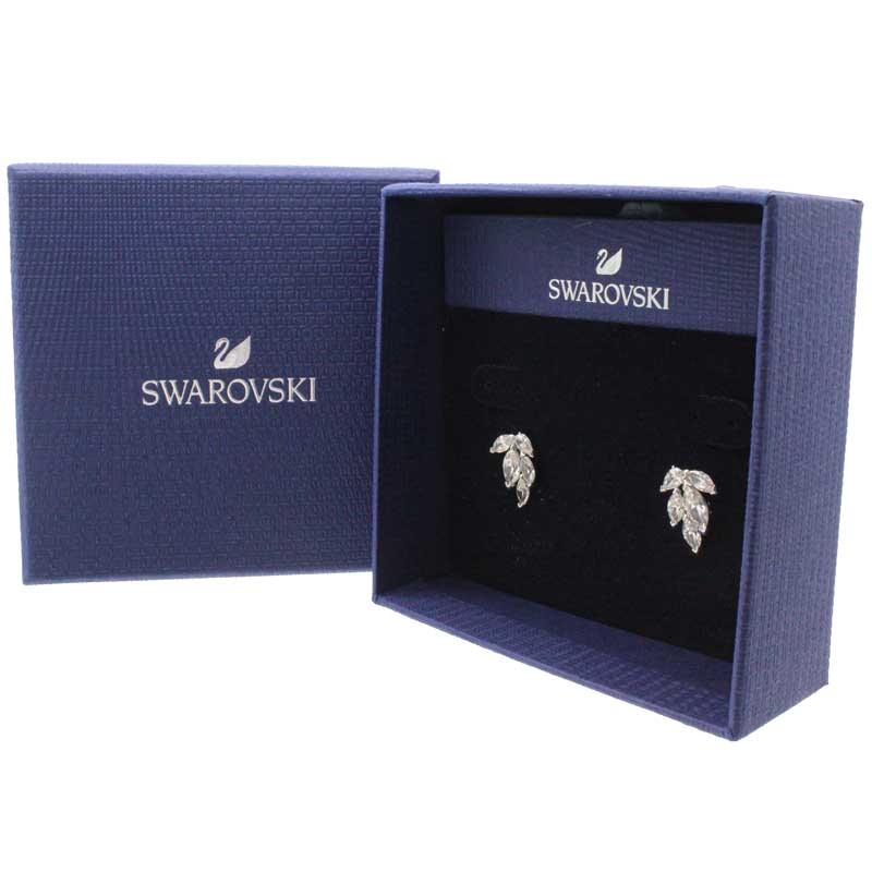 Swarovski Rhodium Plated Blue Louison Stud Pierced Earrings
