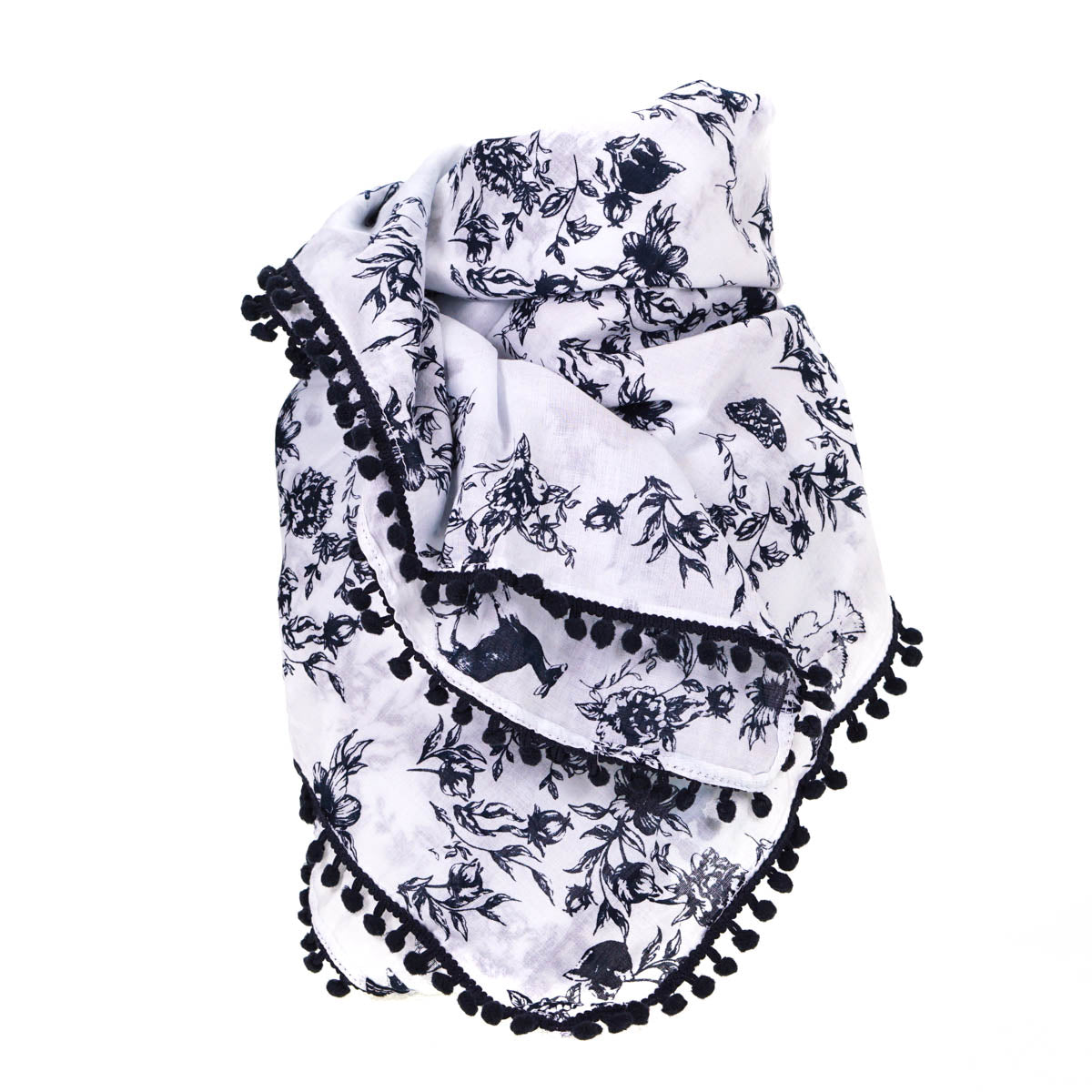 Cotton Scarf Navy & White Floral by Alprausch Floretta