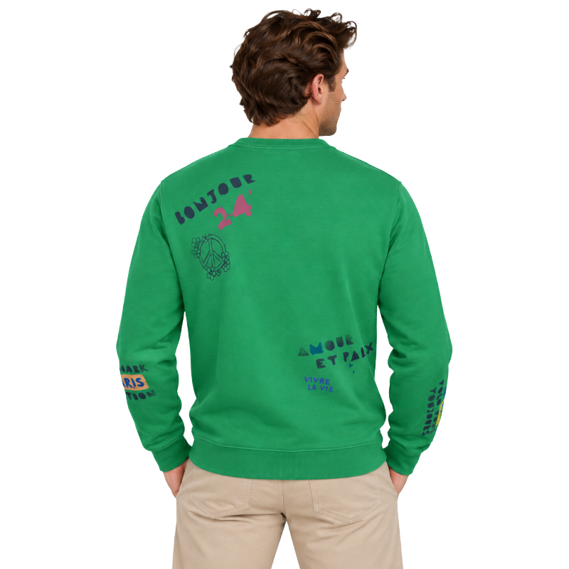 Ralph Lauren Polo Love Peace Paris Sweatshirt Green Men's