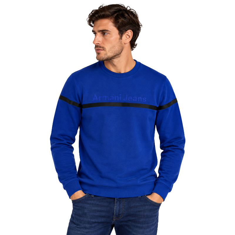 Armani Jeans Logo Blue Sweatshirt - X Large