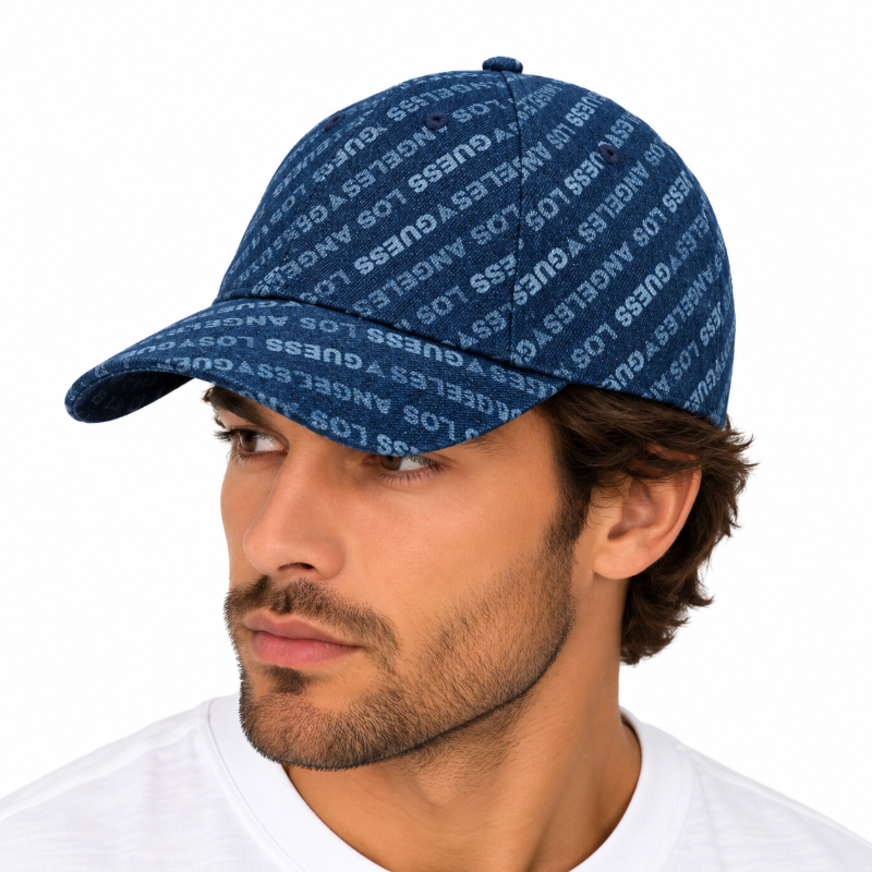 Guess Men's Blue Cotton Baseball Cap