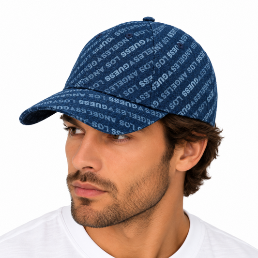 Guess Men's Blue Cotton Baseball Cap