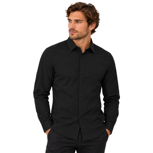 Armani Black Button Up Men's Shirt - Small