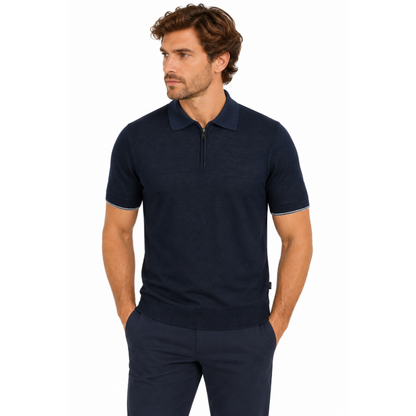 Hugo Boss Trieste Half Zip Men's Polo Shirt Dark Blue 