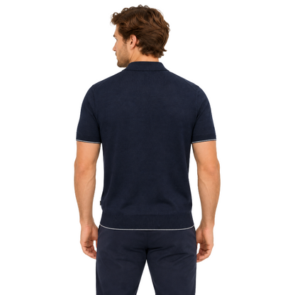 Hugo Boss Trieste Half Zip Men's Polo Shirt Dark Blue 