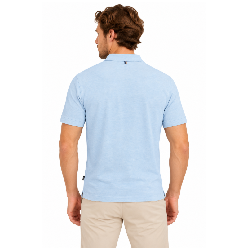 Hugo Boss Polo Shirt Pastel Blue Regular Fit Cotton Linen 