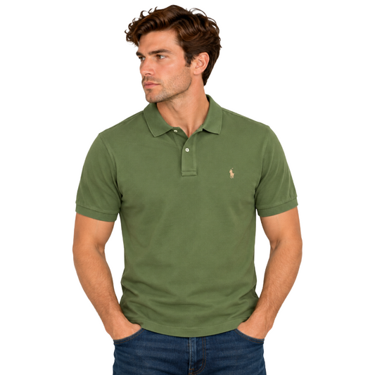 Ralph Lauren Men's Polo Shirt Dark Sage Small 100% cotton