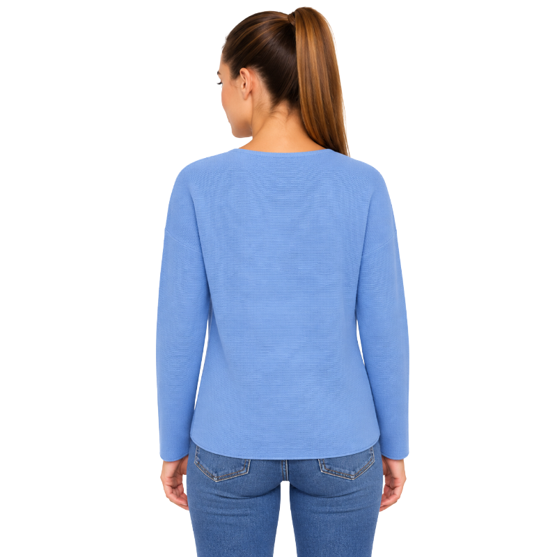 Fynch Hatton Knitted Women's V-Neck Jumper Sky Blue