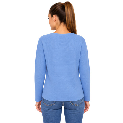 Fynch Hatton Knitted Women's V-Neck Jumper Sky Blue