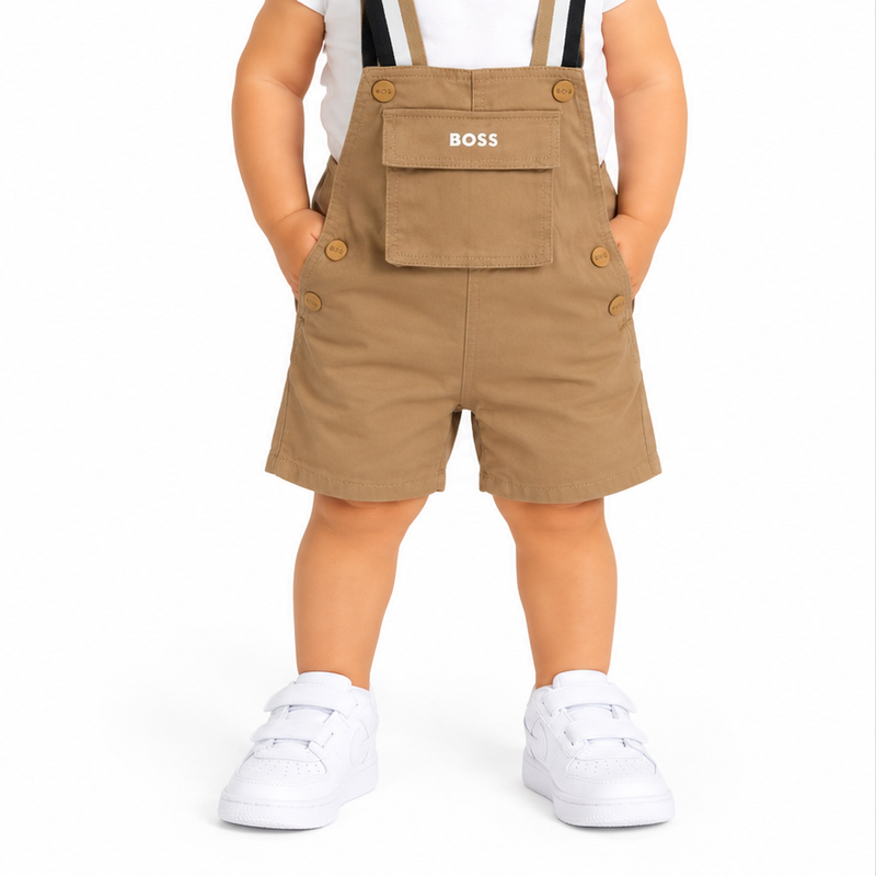 BOSS Baby Stretch Cotton Dungarees with Embroidered Logo