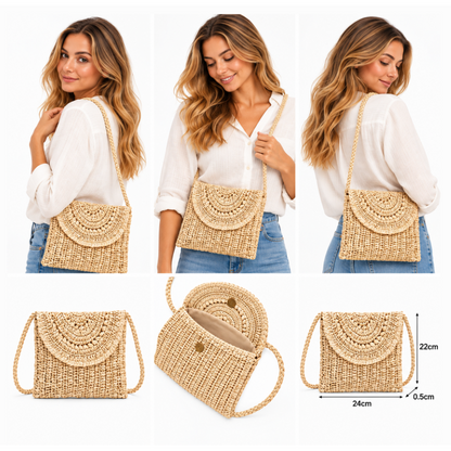 Lascana Women's Mini Straw Bag Woven Raffia Inspired