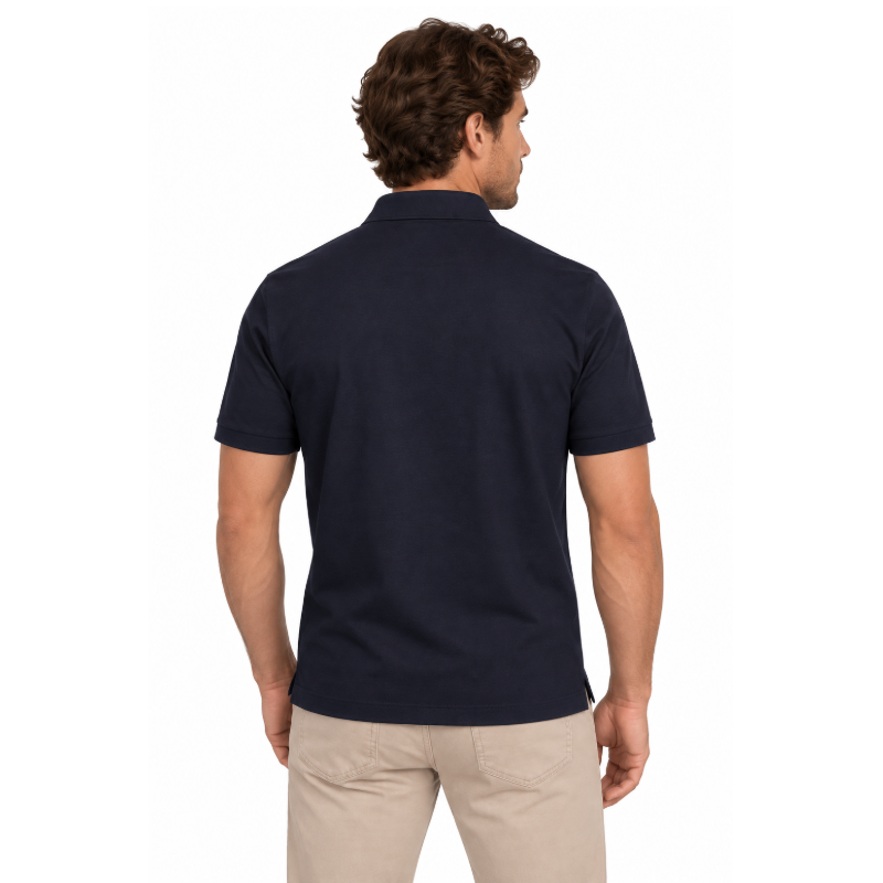 Hugo Boss Polston 35 Men's Zip Up Polo Shirt Dark Blue Slim Fit 