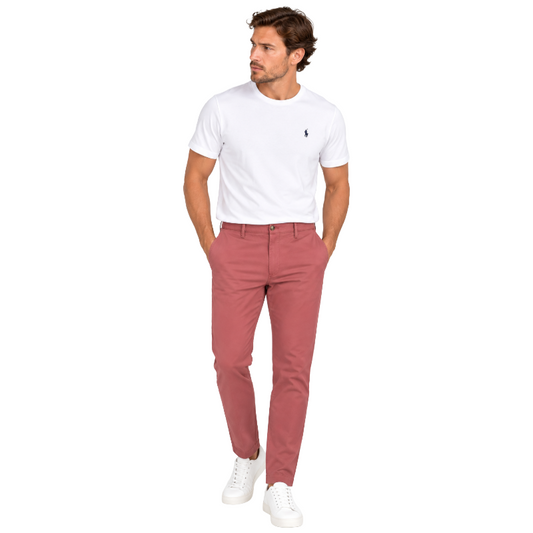 Ralph Lauren Polo Washed Men's Stretch Slim Fit Chino Trousers Nantucket Red