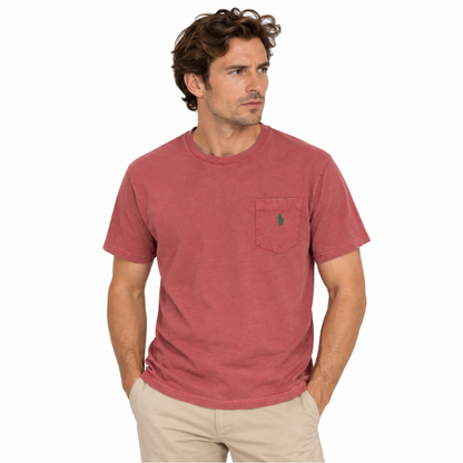 Ralph Lauren Polo Classic Fit Cotton-Linen Pocket T-Shirt Red