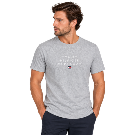 Tommy Hilfiger Men's Logo T-Shirt Light Heather Grey