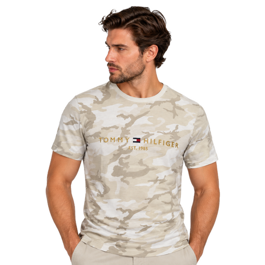 Tommy Hilfiger Men's Logo T-Shirt Ecru Camo