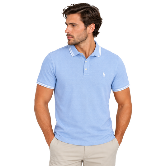 Ralph Lauren Polo Men's Custom Slim Fit Stretch Mesh Polo Shirt Light Blue