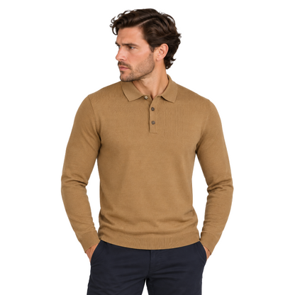 Hugo Boss Gemello Men's Long Sleeve Polo Jumper Medium Beige