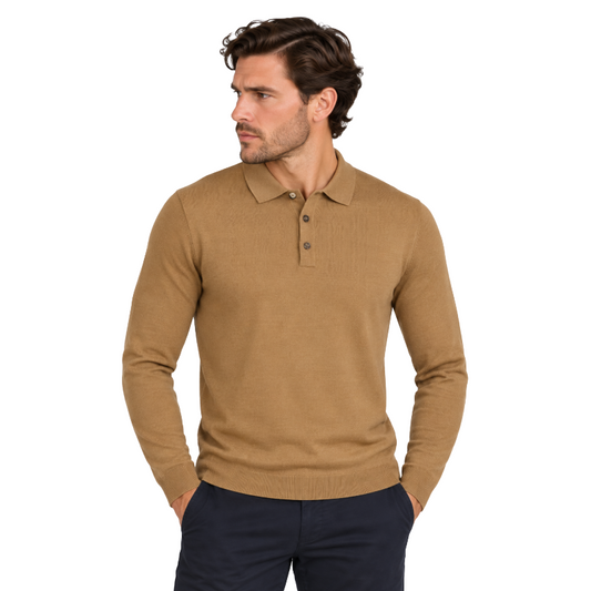 Hugo Boss Gemello Men's Long Sleeve Polo Jumper Medium Beige