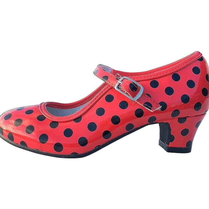 Flamenco Time Kids Polka Dot Dance Shoes Spanish Costume UK 10 EU 28 (Blemished Box)
