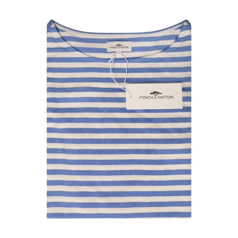 Fynch Hatton Women's Striped Blue & White Long Sleeve T-Shirt