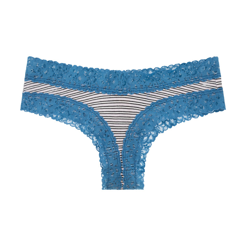 Victoria's Secret Cheeky Lace Knickers Blue & White Stripped