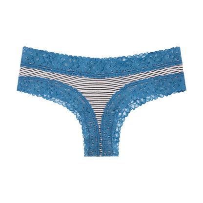 Victoria's Secret Cheeky Lace Knickers Blue & White Stripped