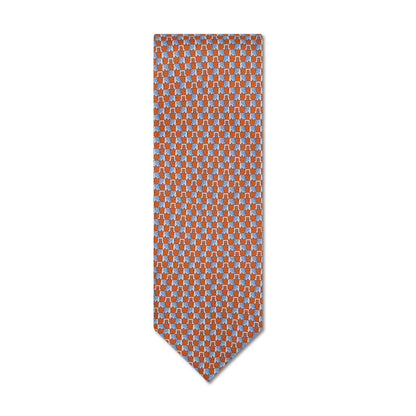 Salvatore Ferragamo Silk Elephant Print Tie Orange/Blue