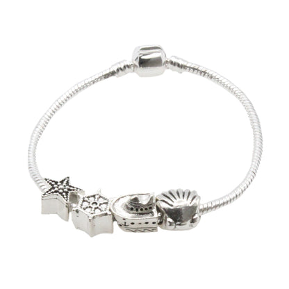 Shell Ship Wheel & Star Charm Bracelet Set