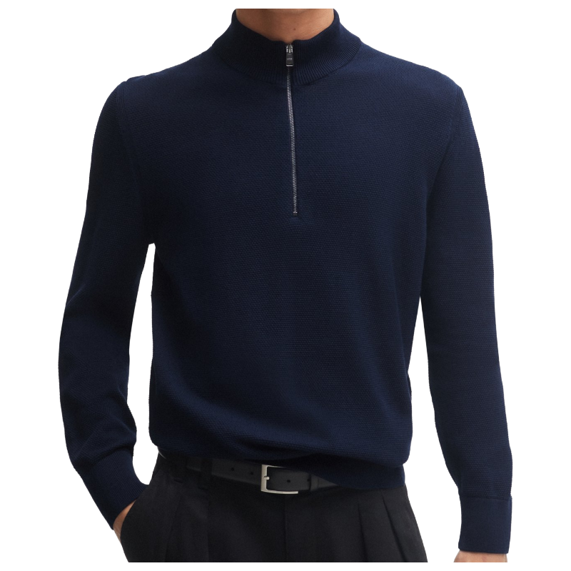 Hugo Boss Tenore 19 Men's Slim Fit Quarter Zip Jumper Dark Blue