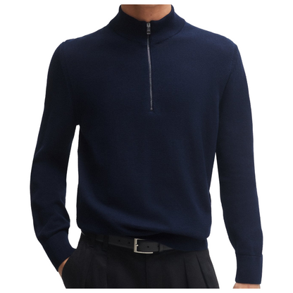 Hugo Boss Tenore 19 Men's Slim Fit Quarter Zip Jumper Dark Blue