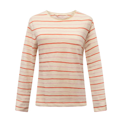 Fynch-Hatton Women's Pink & Red Striped Long Sleeve T-Shirt White
