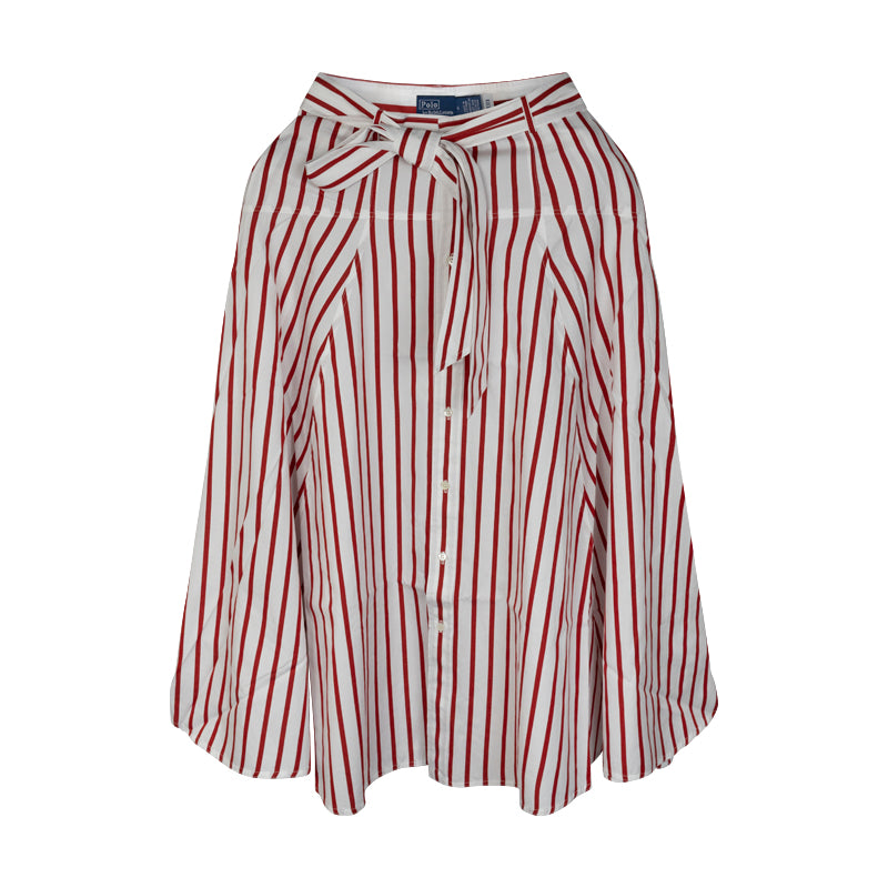 Ralph Lauren Striped Cotton A-Line Skirt Red/White Stripe