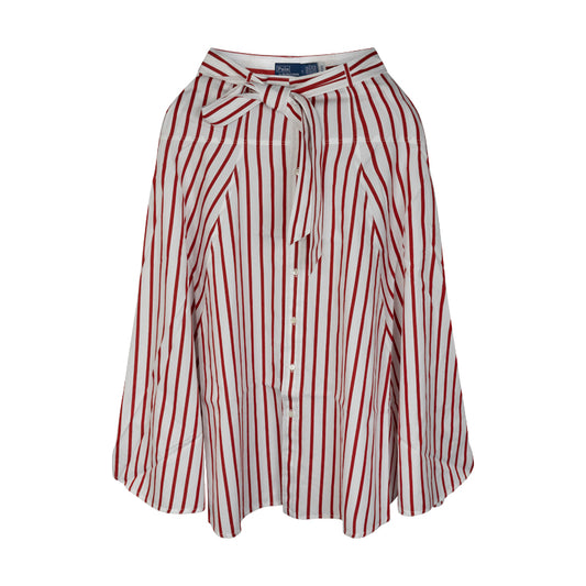 Ralph Lauren Striped Cotton A-Line Skirt Red/White Stripe